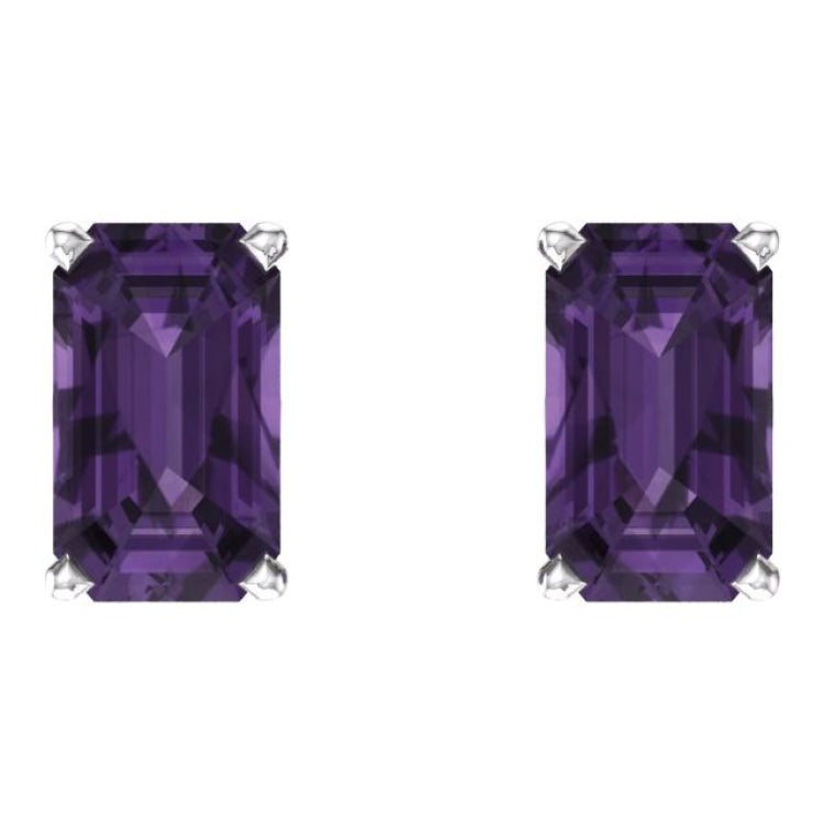 14K White Gold Natural Amethyst Scroll Setting® Earrings