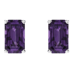 14K White Gold Natural Amethyst Scroll Setting® Earrings