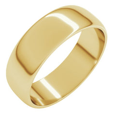 14K Yellow Gold 6 mm Lightweight Half Round Band Size 10.5