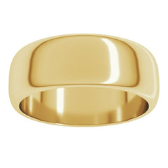 14K Yellow Gold 7 mm Half Round Band Size 12.5