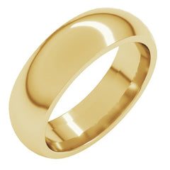 14K Yellow Gold 6 mm Comfort-Fit Half Round Band Size 10.5
