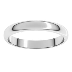 Platinum 3 mm Half Round Band Size 8.5