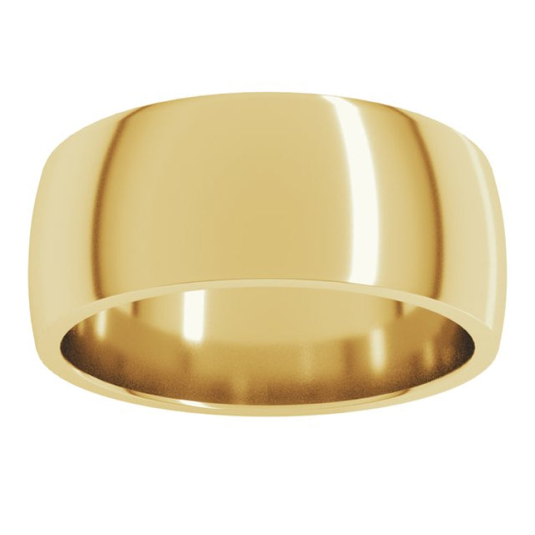 10K Yellow Gold 8 mm Lightweight Comfort-Fit Half Round Band Size 10.5