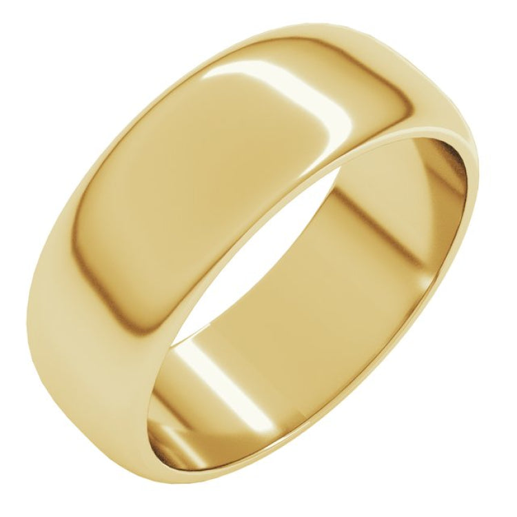 10K Yellow Gold 7 mm Half Round Band Size 10