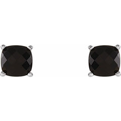 14K White Gold Natural Black Onyx Scroll Setting® Earrings