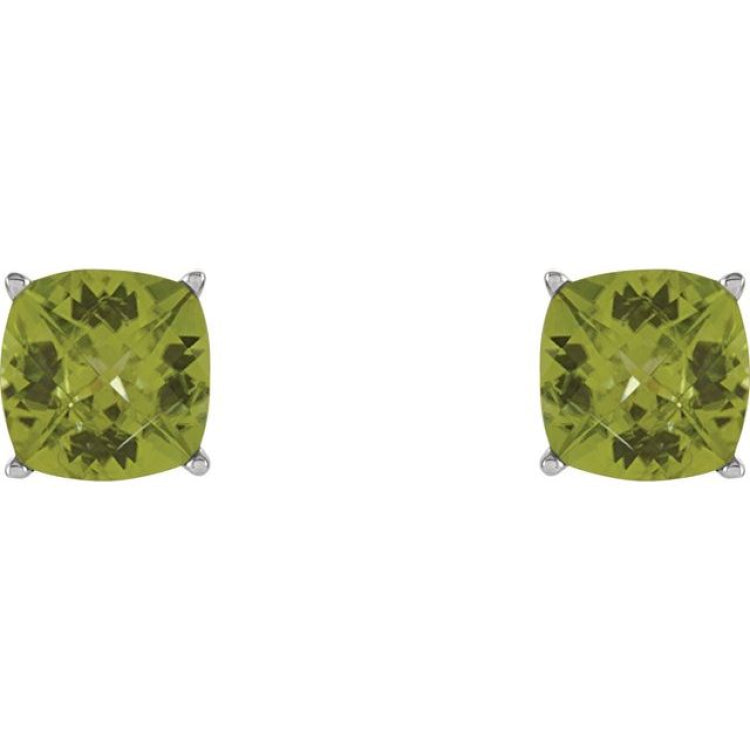 14K White Gold Natural Peridot Scroll Setting® Earrings