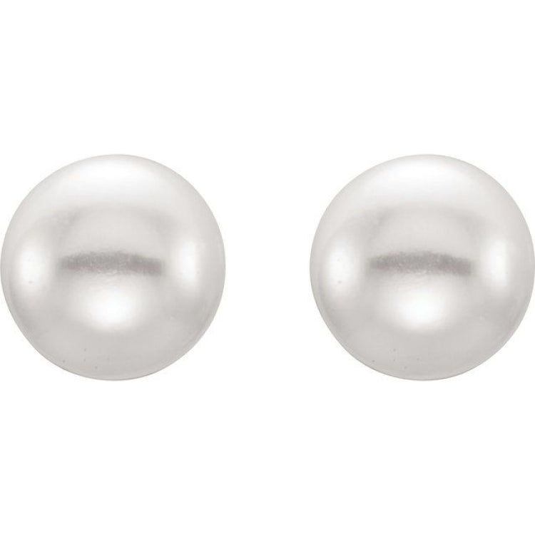 Sterling Silver 5-6 mm Cultured White Freshwater Button Pearl Earrings