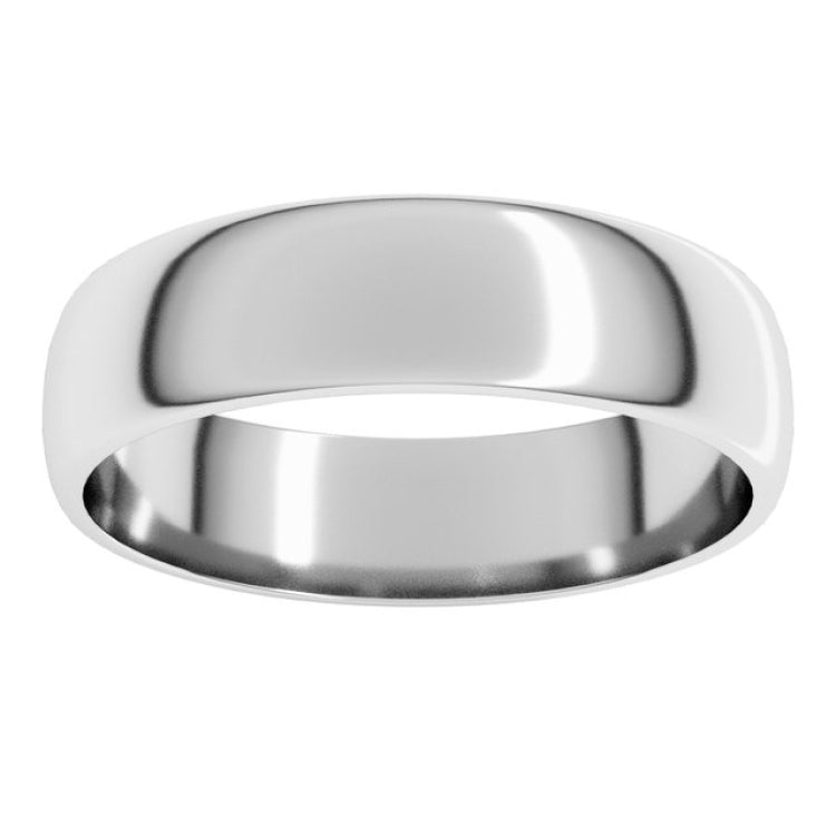 18K White Gold 5 mm Lightweight Half Round Band Size 9.5