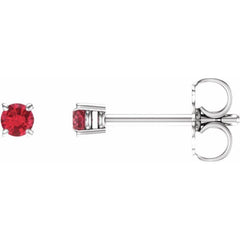 14K White Gold 2.5 mm Lab-Grown Ruby Earrings
