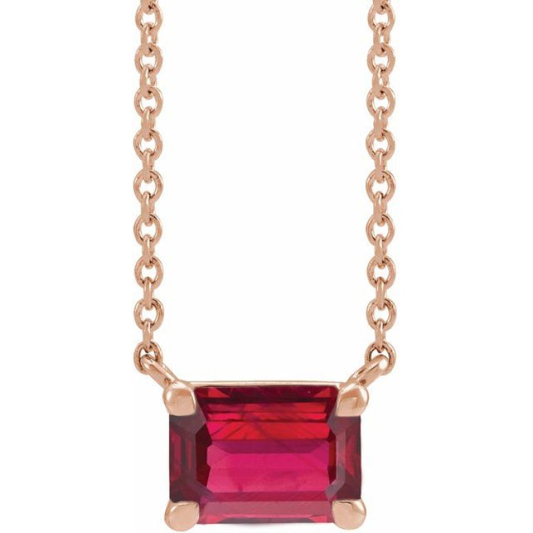 14K Rose Gold Lab-Grown Ruby 18" Necklace