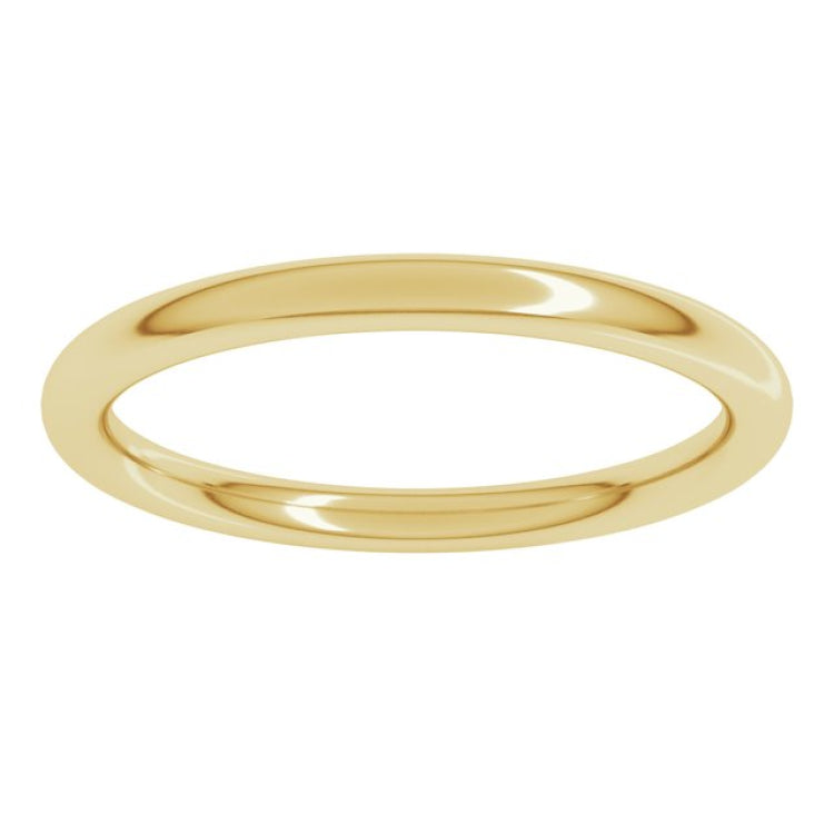 14K Yellow Gold 2 mm Comfort-Fit Full Round Band Size 3.5