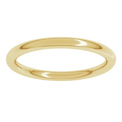 14K Yellow Gold 2 mm Comfort-Fit Full Round Band Size 6