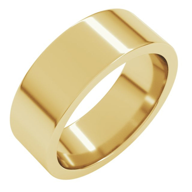 14K Yellow Gold 7 mm Comfort-Fit Flat Band Size 10.5
