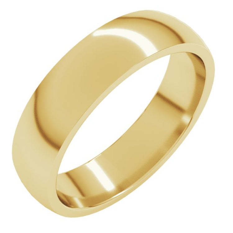 10K Yellow Gold 5 mm Lightweight Comfort-Fit Half Round Band Size 10.5