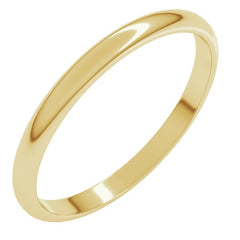 10K Yellow Gold 2 mm Lightweight Half Round Band Size 10