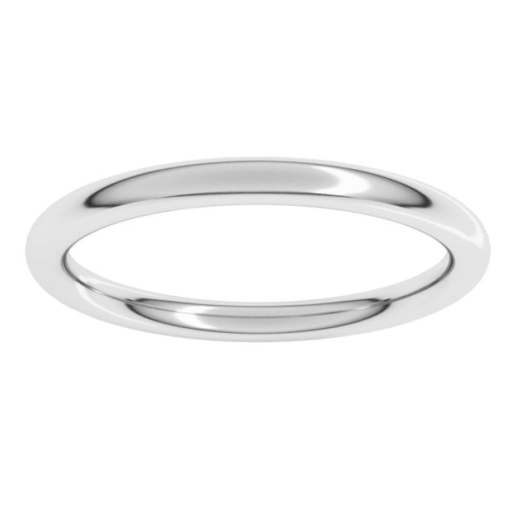 14K White Gold 2 mm Comfort-Fit Full Round Band Size 5