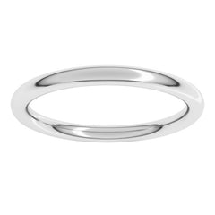 14K White Gold 2 mm Comfort-Fit Full Round Band Size 5
