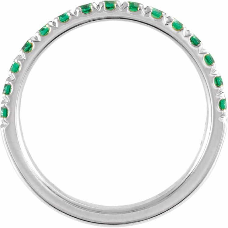 14K White Gold Lab-Grown Emerald Stackable Ring