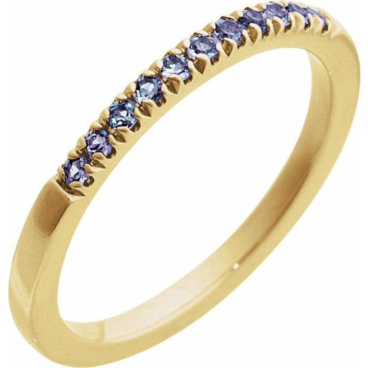 10K Yellow Gold Lab-Grown Alexandrite Stackable Ring