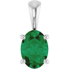 Sterling Silver Lab-Grown Emerald Pendant