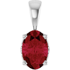 Sterling Silver Lab-Grown Ruby Pendant