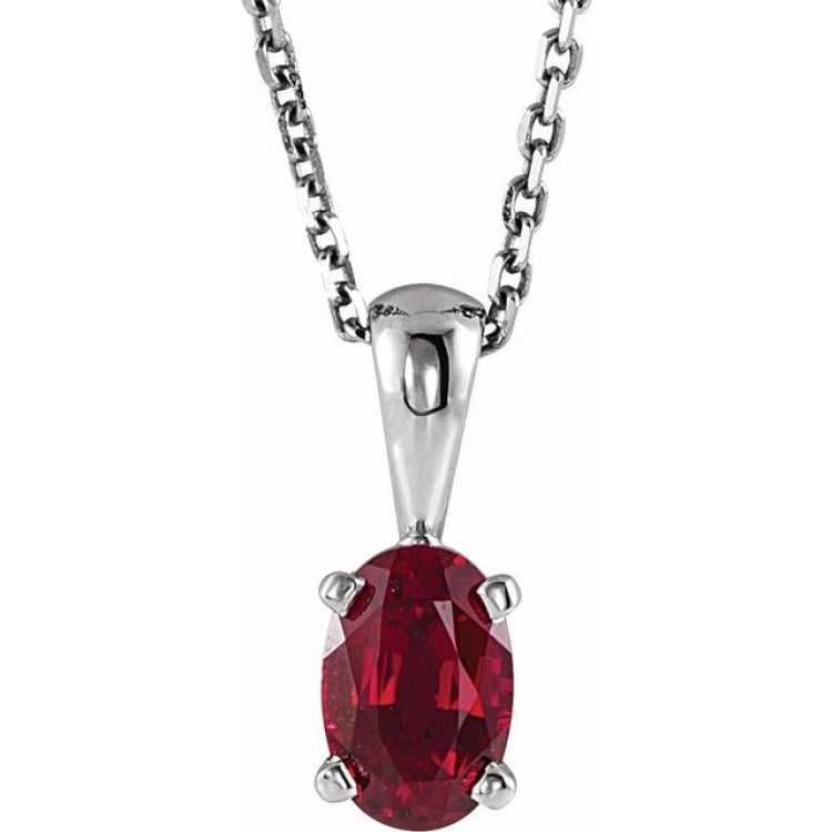 Sterling Silver Natural Mozambique Garnet 16-18" Necklace