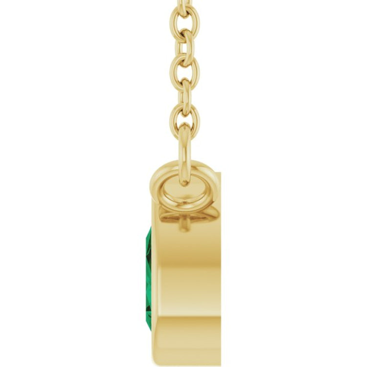 14K Yellow Gold Lab-Grown Emerald 18" Necklace