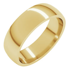 18K Yellow Gold 6 mm Lightweight Comfort-Fit Half Round Band Size 7.5