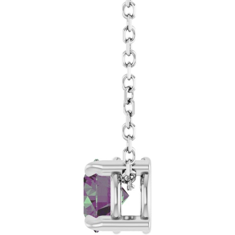 Sterling Silver 5 mm Lab-Grown Alexandrite 16-18" Necklace