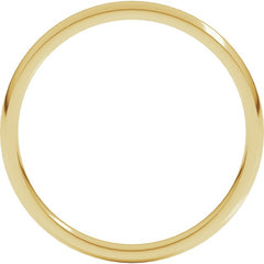 14K Yellow Gold 2 mm Lightweight Comfort-Fit Half Round Band Size 17