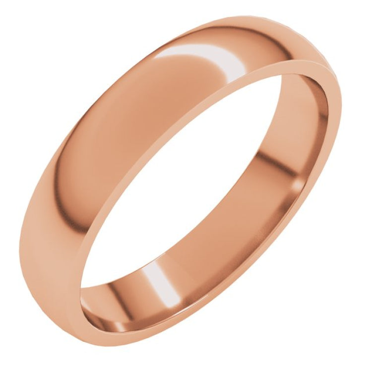 14K Rose Gold 4 mm Lightweight Comfort-Fit Half Round Band Size 12.5