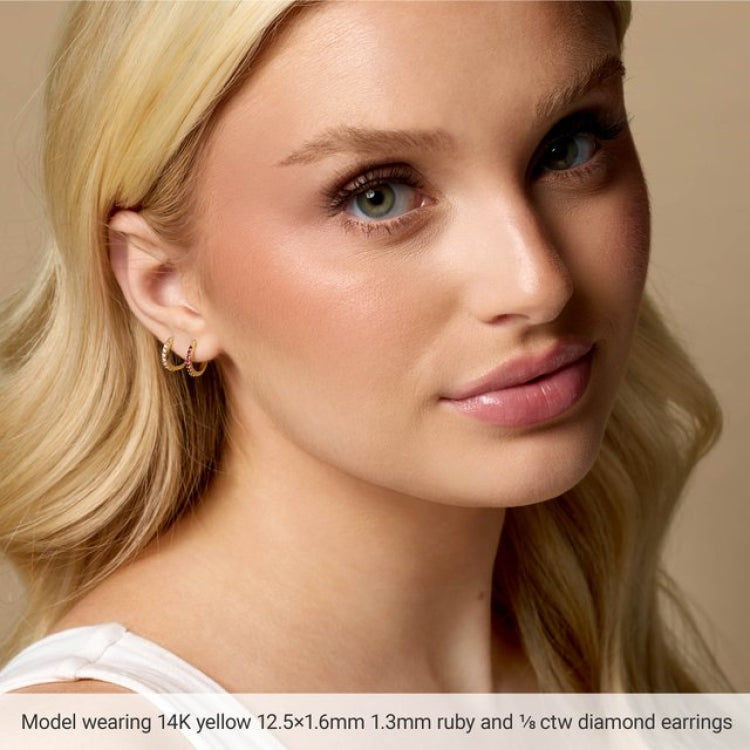 14K White Gold .03 CTW Lab-Grown Diamond Hinged 8 mm Hoop Earrings