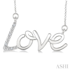 1/50 Ctw Round Cut Diamond Love Pendant with Chain in Sterling Silver