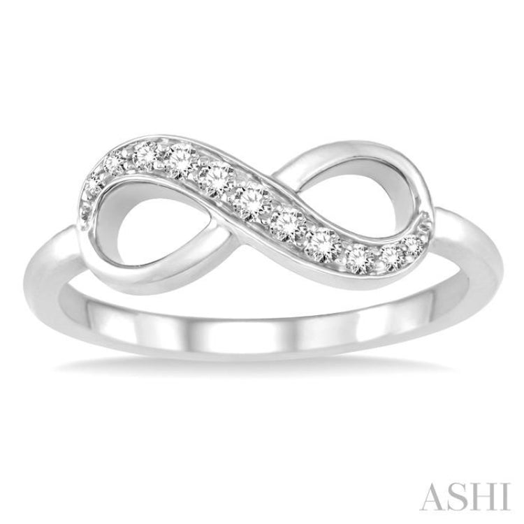 1/6 Ctw Round Cut Diamond Infinity Petite Ring in 10K White Gold