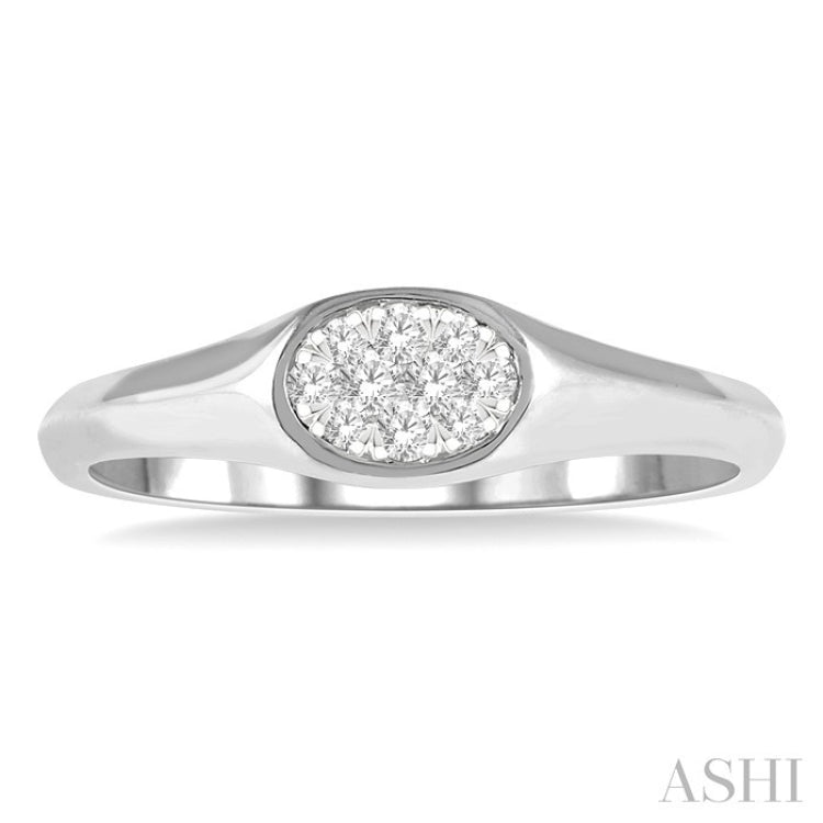 1/8 Ctw Oval Shape Lovebright Diamond Ring in 14K White Gold