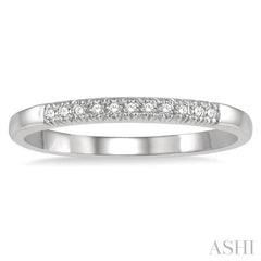 1/10 Ctw 11 Stone Round Cut Diamond Wedding Band in 14K White Gold