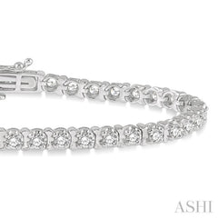 3 Ctw Round Cut Diamond Tennis Tulip Bracelet in 14K White Gold