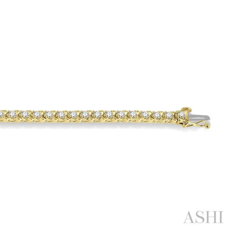 3 Ctw Round Cut Diamond Tennis Tulip Bracelet in 14K Yellow Gold