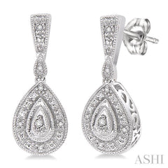 1/20 Ctw Pear Shape Round Cut Diamond Earrings in Sterling Silver