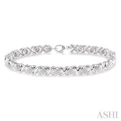1/10 Ctw 'X' and SQ Round Cut Diamond Bracelet in Sterling Silver