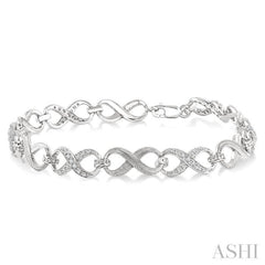 1/10 Ctw Round Cut Diamond Swirl bracelet in Sterling Silver