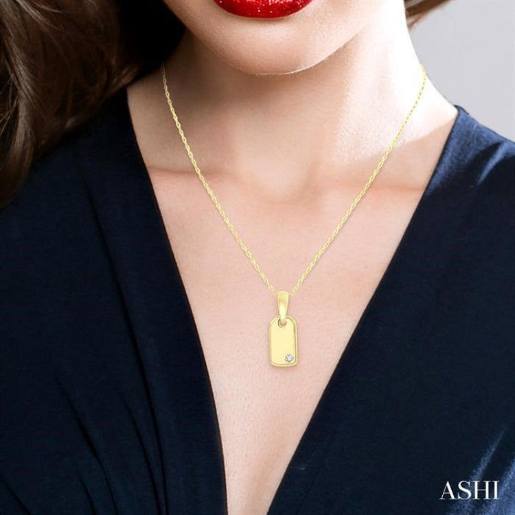 1/50 Ctw Round Cut Diamond Tag Pendant With Chain in 10K Yellow Gold