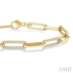 1 Ctw Round Cut Diamond Paperclip Bracelet in 14K Yellow Gold