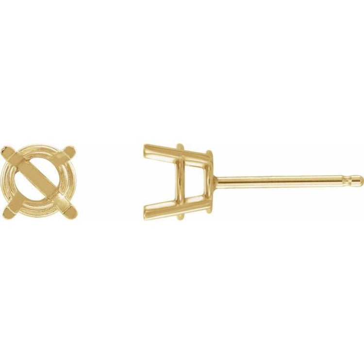 14K Yellow Gold 4 mm Natural Amethyst Earrings