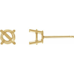 14K Yellow Gold 2.5 mm Natural Smoky Quartz Earrings