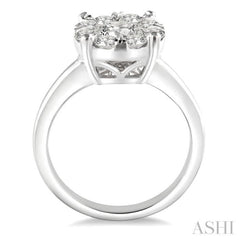 1 1/2 Ctw Lovebright Round Cut Diamond Ring in 14K White Gold