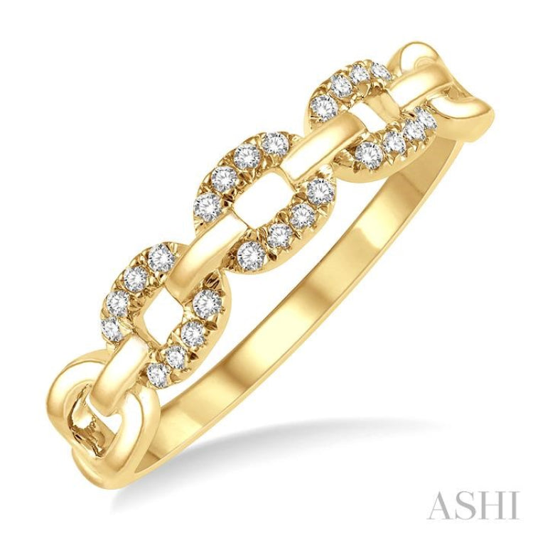 1/10 Ctw Round Cut Diamond Paperclip Ring in 10K Yellow Gold