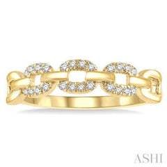 1/10 Ctw Round Cut Diamond Paperclip Ring in 10K Yellow Gold
