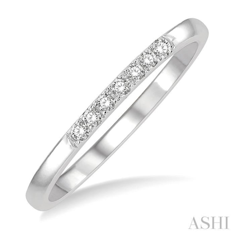 1/10 Ctw Straight Row Center Round Cut Diamond Stackable Fashion Petite Band in 10K White Gold