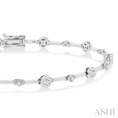 1 Ctw Lovebright Round Cut Diamond Bar Bracelet in 14K White Gold